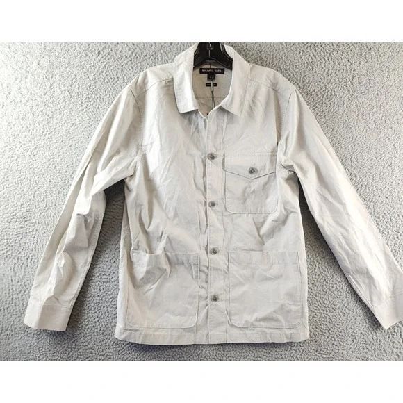 Michael Kors Long Sleeve Shirt Jacket Men's S Aluminum Pockets Button Closure